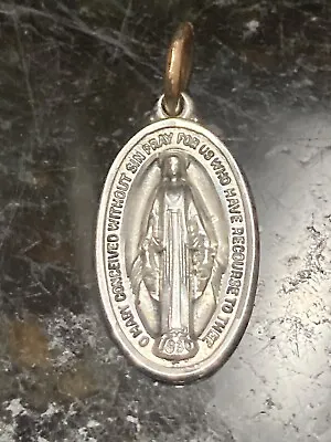 Sterling 925 Blessed Virgin Mary Miraculous Medallion Miracle Howard Oval Charm • $13