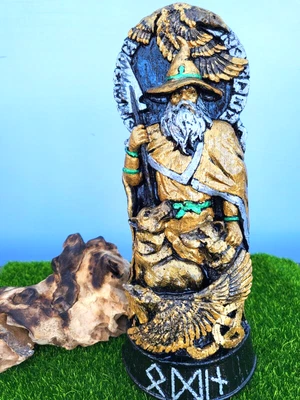 £19.99 • Buy Large Norse Mythology God Odin Bronze Gold Statue Norse Pagan/ Viking / Uk Gifts