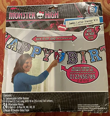 Monster High Birthday Jumbo Letter Banner Kit Party New • $17