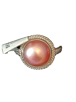 Pastel Pink Mabe Pearl Ring Approx 10mm In Sterling Silver Sizes 5678910 • $25