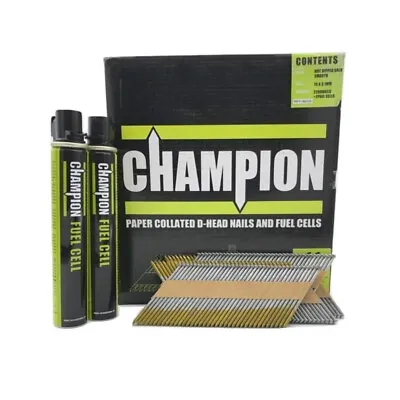 Champion 90mm Smooth Shank Nails 2200 + 2 Fuel Cells Suits Paslode IM350 • £41.04