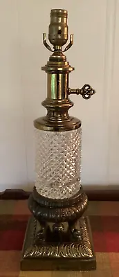 Vintage Clawfoot Table Lamp Mid Century Leaded Crystal And Metal Refurbished 21  • $64.60