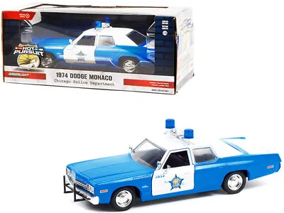 1/24 Greenlight 1974 Dodge Monaco Chicago Police Department CPD White Blue 85541 • $18.75