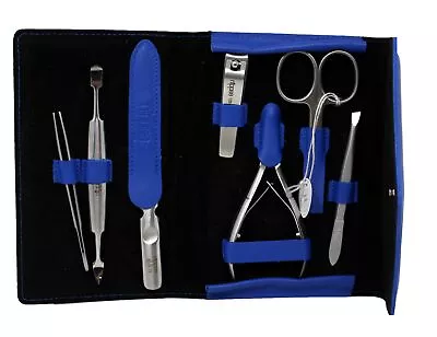 Nippes Solingen Premium Manicure Set 7 Piece Blue Leather Case • $49