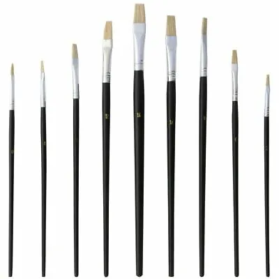 9 ARTISTS PAINT BRUSHES FLAT Small-Large Detail Craft Art Brush Painting Set UK • £3.49