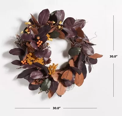 Safavieh FAUX 30  MAGNOLIA LEAF WREATH Reduced Price 2172723927 FXP1047A • $56