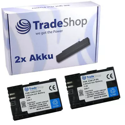 2x Battery 2000mAh LP-E6 For Canon Battery Handle BG-E6 BGE6 • £26.59