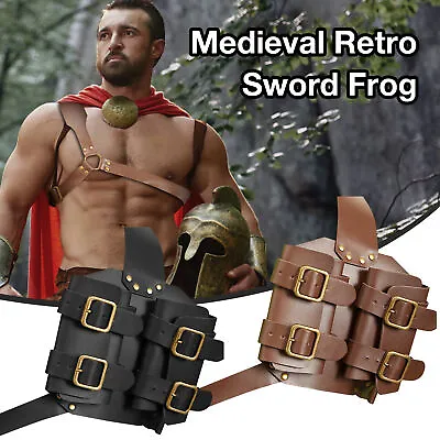Leather Medieval Sword Frog Belt Hanger Rapier Renaissance Knight Cosplay Hobby • $15.39