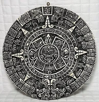 Aztec Mayan Sun Stone Calendar Zodiac Horoscope Wall Art Decor Black White Vtg • $15.99