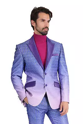 BARABAS Men's Rhinestone Greek Key Pattern Luxury Blazer 2BL3098 • $273.90