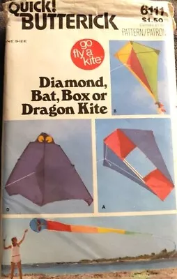 Butterick 6111 Uc Ff Vintage Sewing Pattern Kite Making Dragon Box Diamond Bat • $9.96