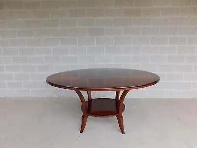 Baker Furniture Regency Style Banded Inlay Cherry Round Dining Table 60 W • $2995
