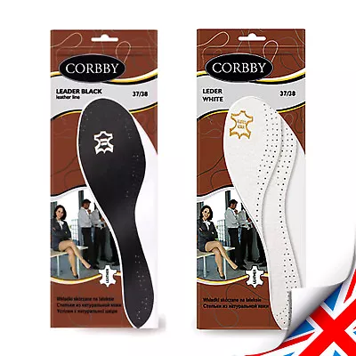 LEATHER INSOLES Shoe Inserts For Ladies And Men In BLACK And WHITE - All Sizes • £5.49