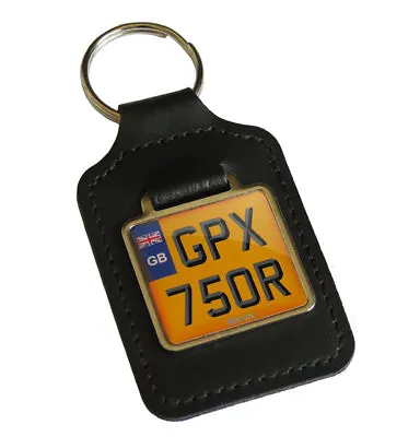 GPX 750R Reg GB Number Plate Leather Keyring For Kawasaki GPX750R Keys • £6.69