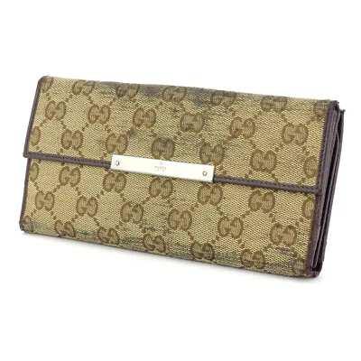 $181.28 • Buy GUCCI Purse GGpattern Beige Canvas X Leather Auth Used C3841