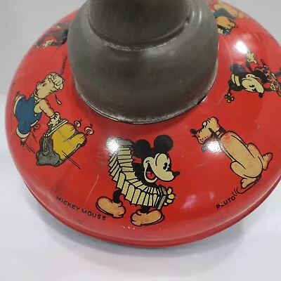 Antique Walt Disney Pressed Steel Metal Spinning Top Toy  - Mickey Run/Rare • $99.99