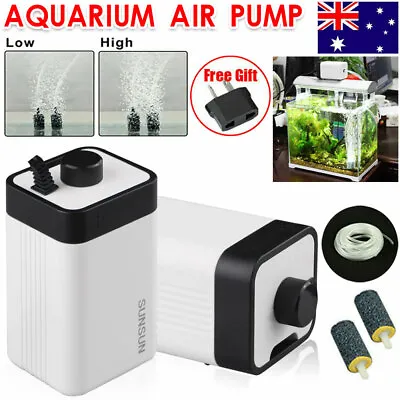 $22.99 • Buy Aquarium Oxygen Pump Aqua Fish Tank Pond Air Bubble Disk Stone Aerator 2 Outlets