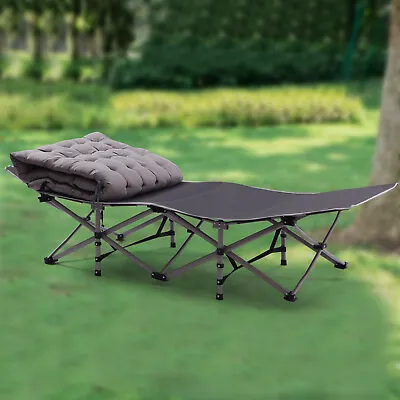 Large Folding Adult Camping Cot Bed Military Hiking Sleeping Mat With Mattress • £42.75