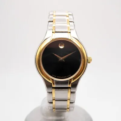 Movado Museum 81 E4 1841 St. Steel & Goldtone Quartz Wristwatch Keeps Time • $100