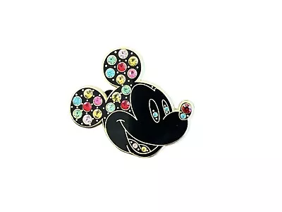2008 Disney Trading Pin Mickey Mouse Head Black With Color Rhinestones/Gens • $17.88