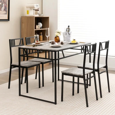 $199.95 • Buy Giantex 5 Piece Dining Table Set Industrial Kitchen Table & 4 Chairs Metal Frame