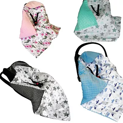 HOODED CAR SEAT BABY FILLED BLANKET Reversible COSYTOES All Season CUDDLE PLUSH • £26.99