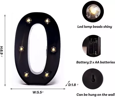 Black Gold '0' Marquee Zero Light Night Wedding Party Home Bar Decor 8.9  New • £14.46