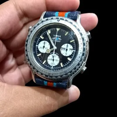 RARE YEMA FLYGRAF Reverse Panda 7a38 Chronograph Vintage Men Watch • £416.90