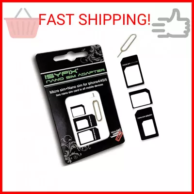 ISYFIX Sim Card Adapter Nano Micro - Standard 4 In 1 Converter Kit With Steel Tr • $9.45