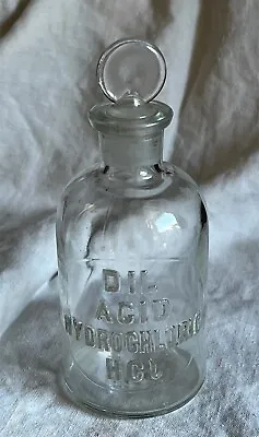 £37.26 • Buy Antique TCW Company Embossed HYDROCHLORIC ACID Bottle / Glass Stopper Apothecary