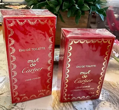 ❤️ 2 MUST DE CARTIER LIGNE VOYAGE Original Sealed 3.3 Oz 100 + 1.6 Oz 50ml Spray • $575