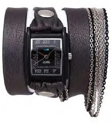 La Mer Carbon Multi Chain Gunmetal Leather Watch • $99