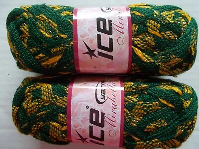 Ice Yarns Mirabella Mesh Ruffle Ribbon Yarn Green/yellow Lot Of 2 (33 Yds Ea) • $17.99
