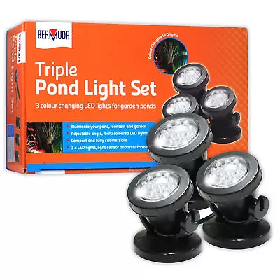 Bermuda Pond Light Set 3 LED Garden Lighting With Colours Path Lights • £34.95