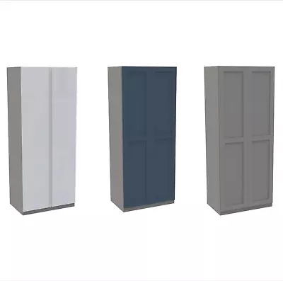 Homebase Grey Double Modular Bedroom Wardrobe With Shaker Gloss Slab Doors • £166.50