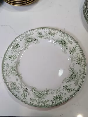 Medinah By Boote T & R Green Flowers Scrolls Embossed 8  Dinner Plate • $160