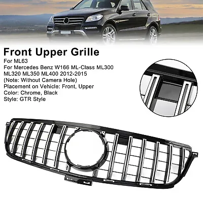 Chrome Black Front Grille Grill Fit Benz W166 2012-15 ML350 400 550 GTR Style • $94.65