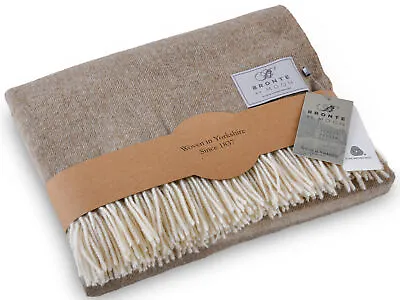 £77.99 • Buy Bronte Albion Natural Creamy Brown  100% Merino Lambswool Wool Blanket Throw