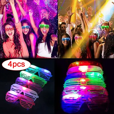 4x EL Wire Neon Flashing Glasses LED Light Up Fancy Eyewear Clubbing Disco Rave • £4.29