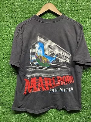 Vintage 1990's Marlboro Unlimited Pocket T-Shirt W/ Train XL 24x27 Thrashed • $39.98