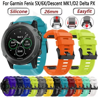 Silicone Wrist Strap For Garmin Fenix 3 5X Plus 6X 6X Pro 7X 3HR Band Bracelet • $12.76