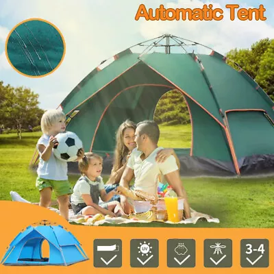 2-4 Man Automatic Instant  Pop Up Camping Tent Waterproof Outdoor Large Tent • £26.84