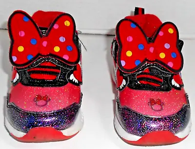 Disney Junior Toddler Minnie Mouse Light Up Bow Athletic Shoes Size 8 • $22.99