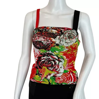 Gianni Versace Women's Blouse Sleeveless Print Floral Multicolor Sz 36 • $995