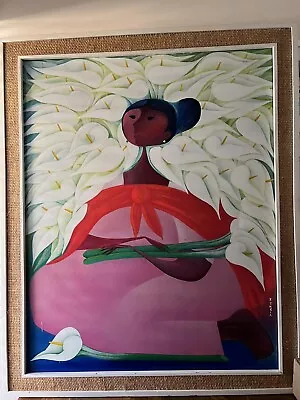Alizandro Valencia Listed Mexican Mid Century Modern Cubism Floral Painting • $1200