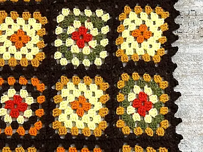 Afghan Handmade Grandma Square Throw Blanket 56 X73  Warm Autumn Colors • $48