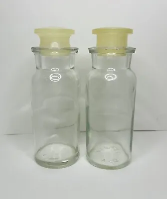 Lot Of 2 Vtg Vintage T.C.W Co Glass Apothecary Jar Bottle Plastic Stopper 4.5” • $20