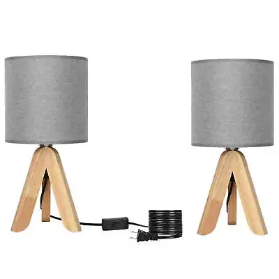 14.6  Wood Table Lamp With Shade Gray • $30.44