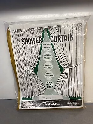 Vintage Midcentury Harvest Gold Vinyl Shower Curtain 6’ X 6’ Nos In Package • $19.95