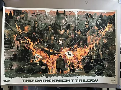 The Dark Knight Purging Fire Variant Gabz Art Print Poster X/150 Metallic 24x36 • $225